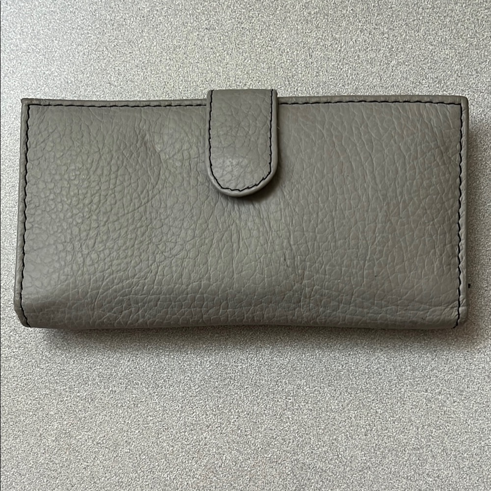 Elegant Gray Leather Women's Wallet